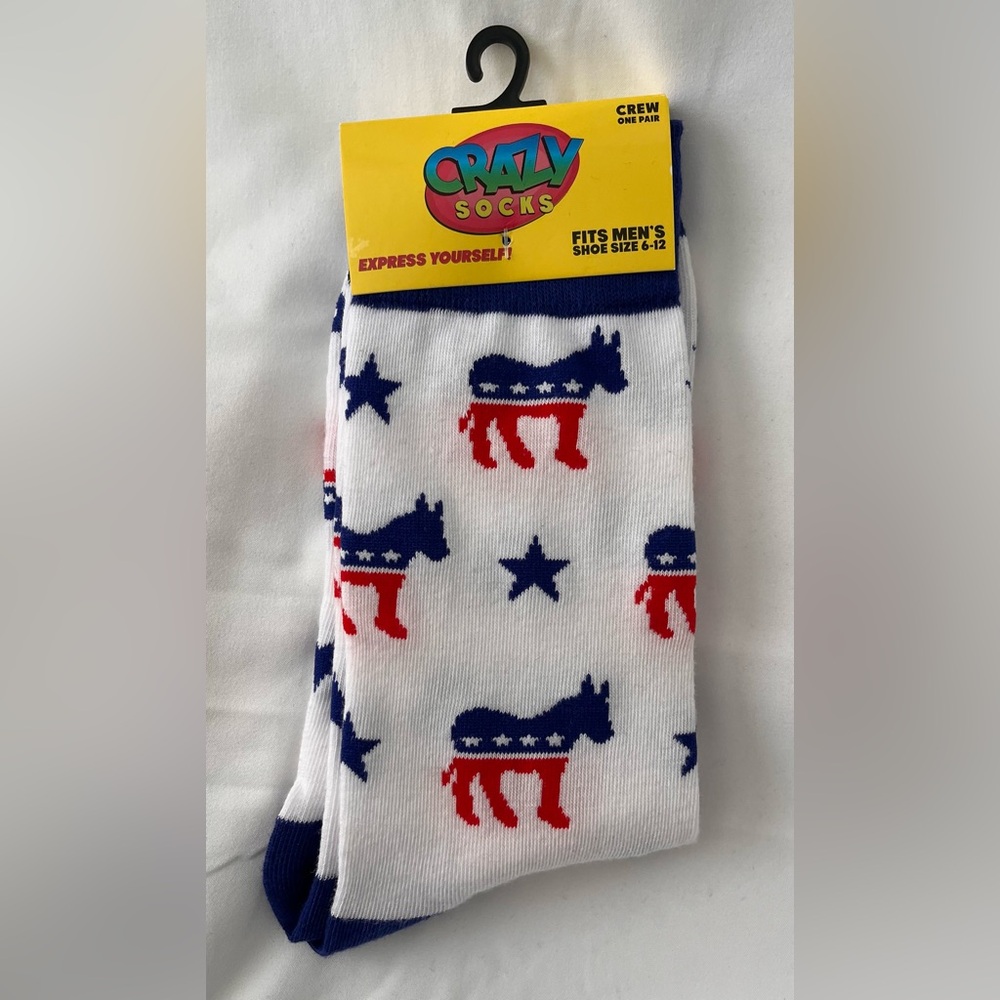NWT Crazy Socks Democratic Donkey Crew Socks